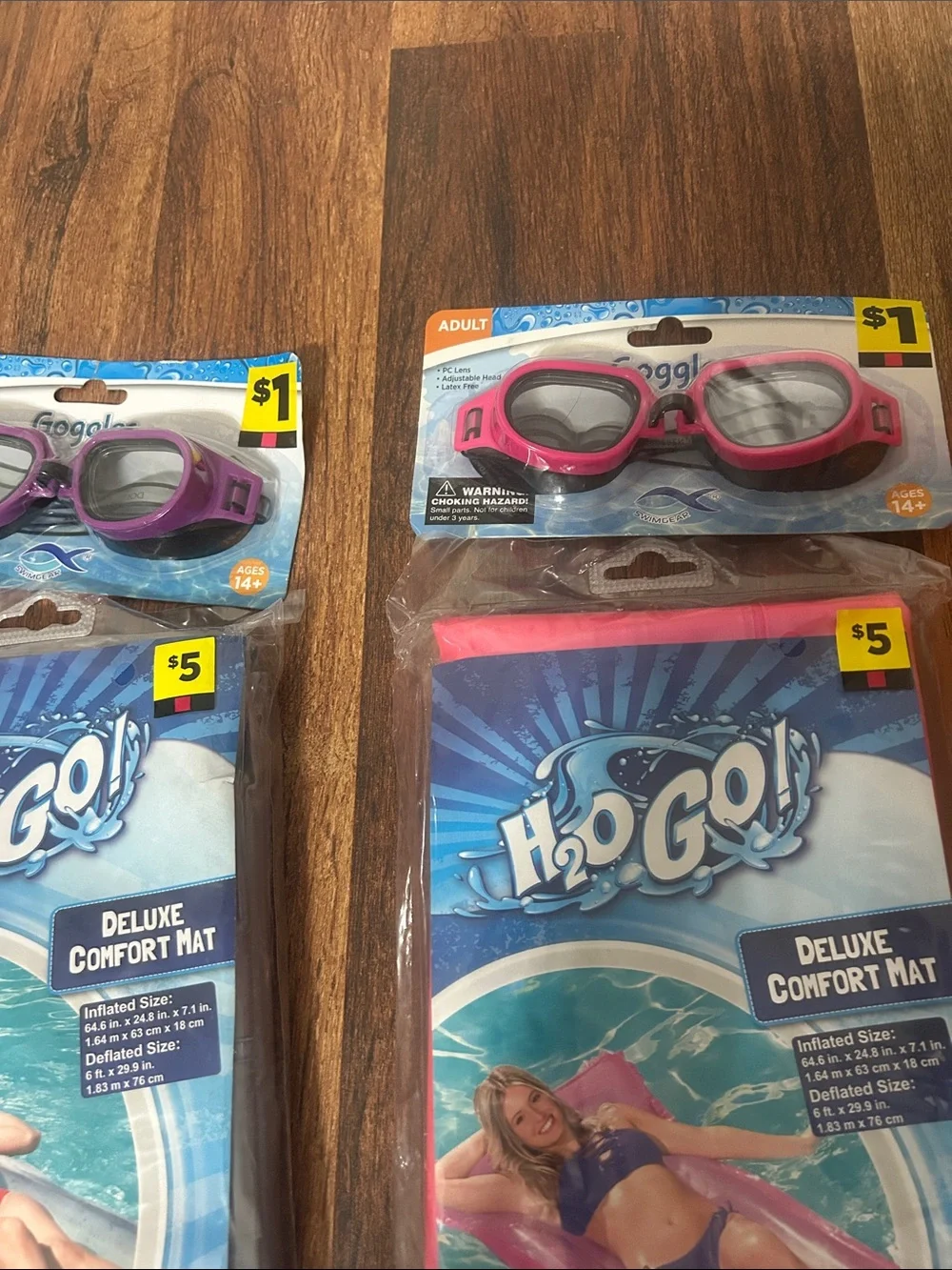 Kids Summer Days Set!! Swim Air Mat- Pink, Silver; Googles- Pink, Purple; Dice